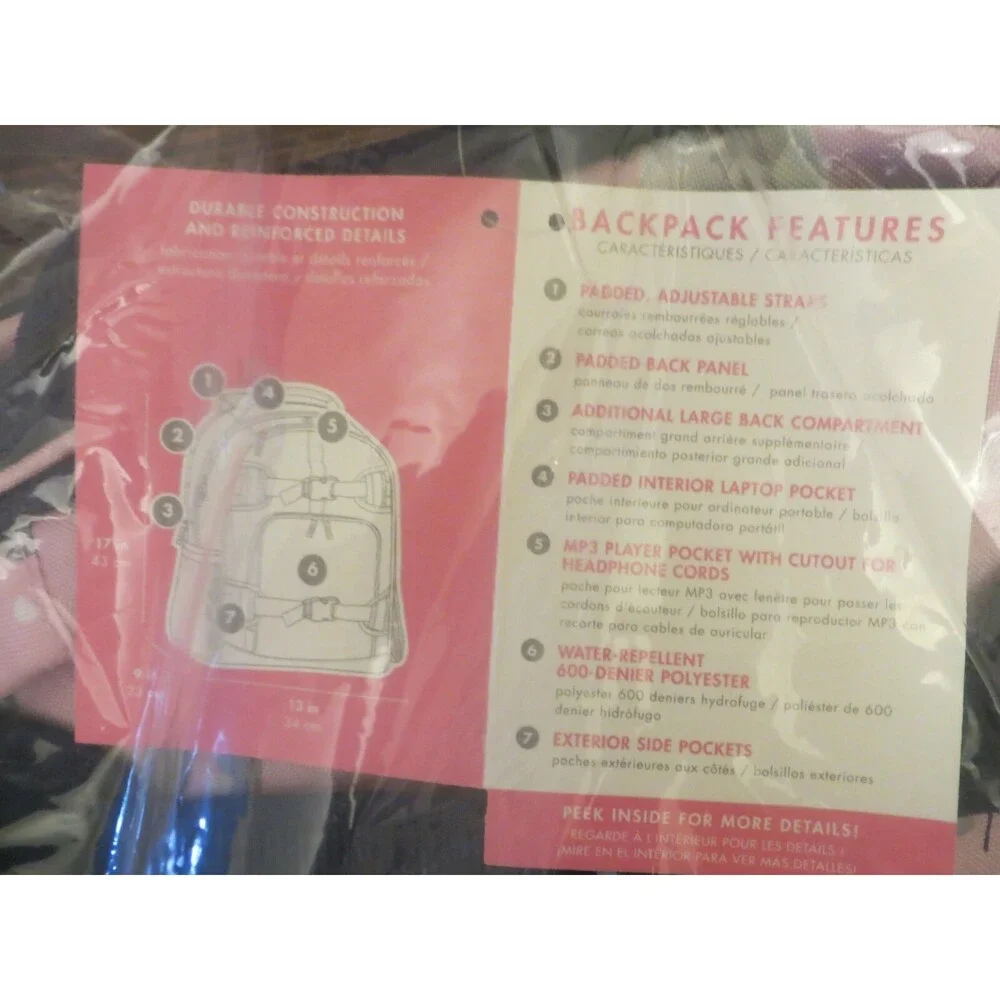 Pottery barn school LARGE Backpack +Sticker princess glitter Barbie Travel girl